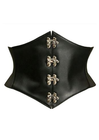 Adult Plus Size Black Faux Leather Corset Belt Cincher, $47.99
