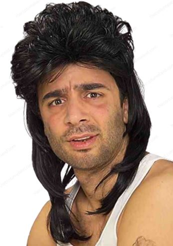 mens black mullet wig