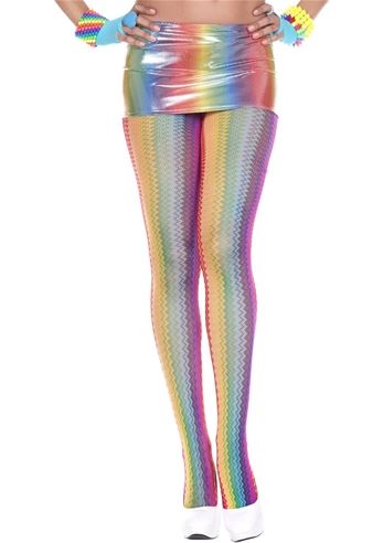 Adult Zig Zag Women Rainbow Tights | $18.99 | The Costume Land