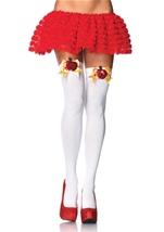 Opaque Thigh Highs With Sequin Poison Apple