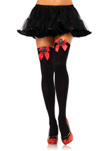 Opaque Thigh High With Glitter Bow Top