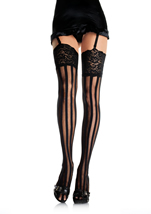 Stripe Thigh High With Lace Top