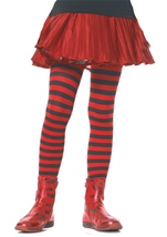 Girls Black And Red Stripe Tights