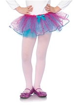 Kids Dual Color Sequin Trim Glitter Girls Tulle Petticoat