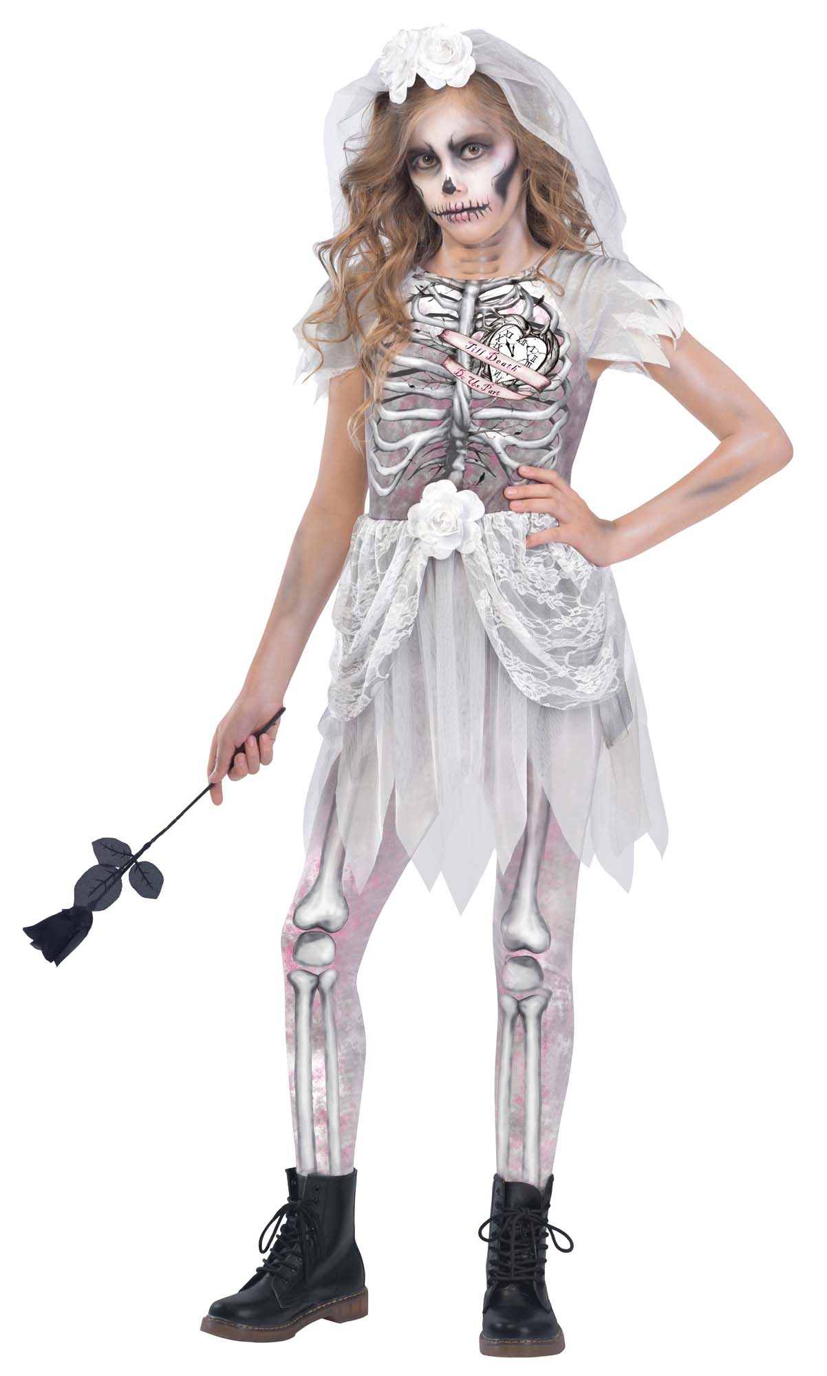 Kids Skeleton Bride Girls Costume | $37.99 | The Costume Land