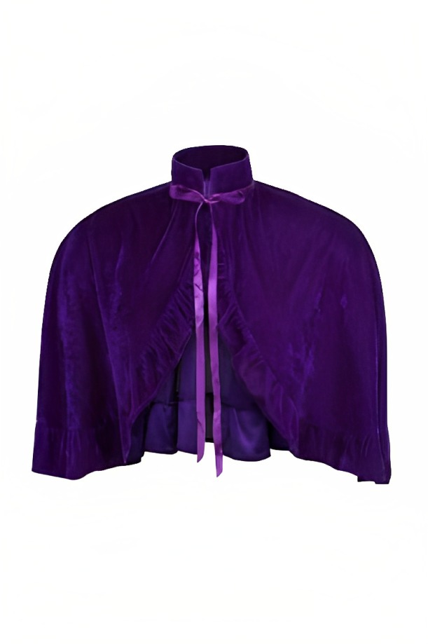 Adult Dark Purple Velvet Ruffle Women Cape, $32.99