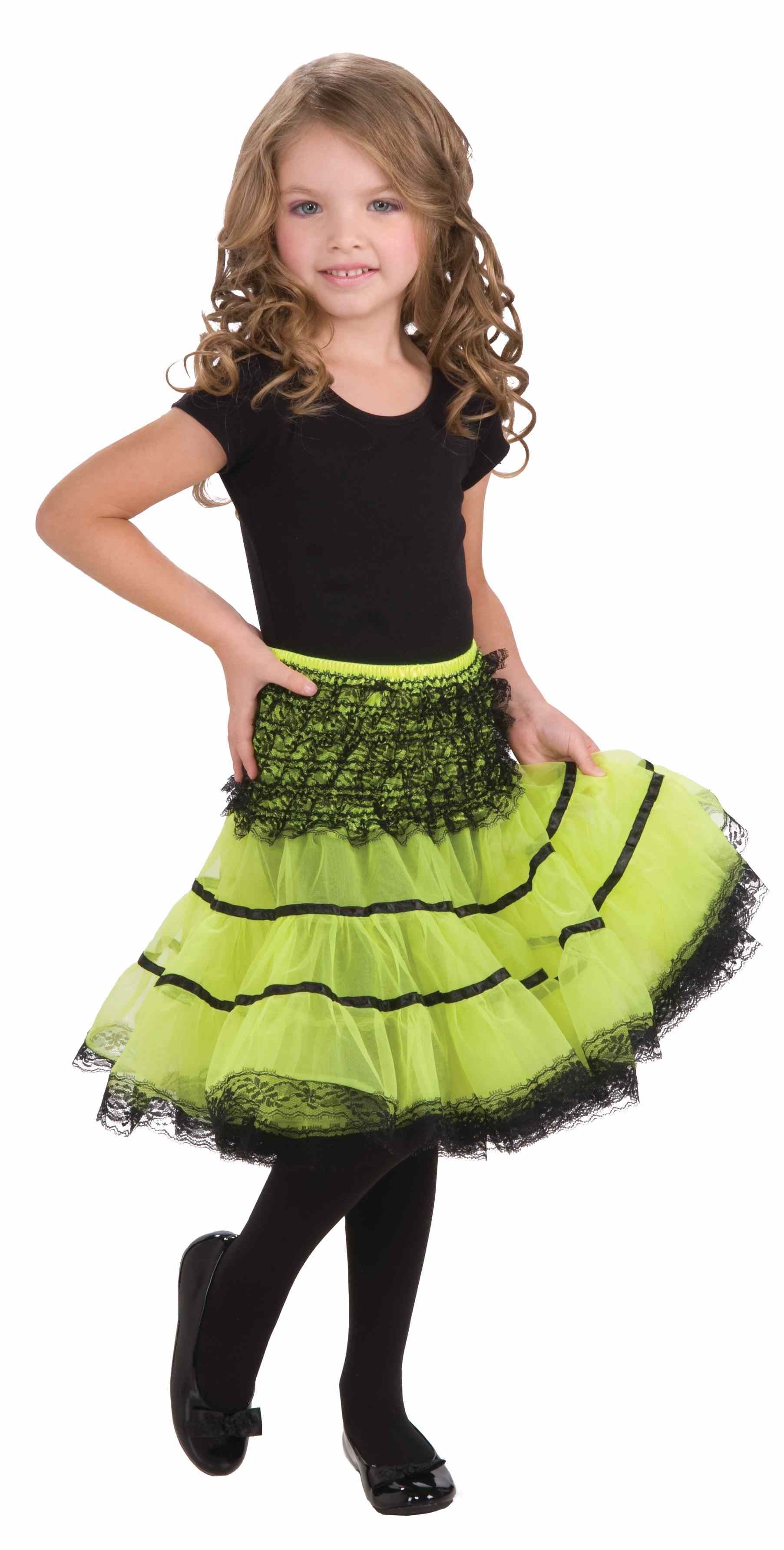 Bel terug De gasten motor Kids Neon Green And Black Girl Petticoat | $20.99 | The Costume Land