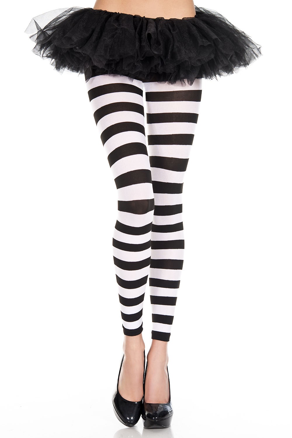 Adult Striped Women Leggings Black And White, $17.99